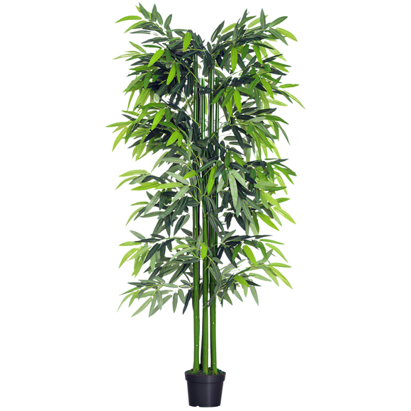 Outsunny 6FT Artificial Bamboo Tree Fake Plant in Pot Indoor Décor