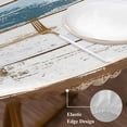 thumbnail image 4 of Vintage Blue Round Fitted Table Cover Brown Wood Grain Abstract Mottled Artistically Waterproof Table Cloth with Elastic Edge Wipeable Tablecloth for Picnic Camping Party Fits 55"-60" Diameter, 4 of 8