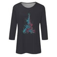 thumbnail image 4 of Pompotops T-shirt Ample Imprimé Mode Femme Manches 3/4 Blouse Col Rond Hauts Décontractés Liquidation, 4 of 4