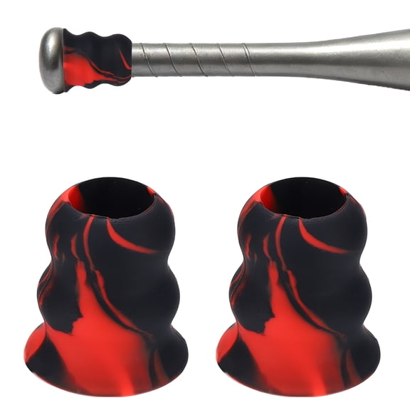 Uxcell Bat Taper, Bat Knob Taper Softball Grip Silicone Non-slip Ergonomic Enhanced Grip Easy Installation 2Pcs & Red-Black - Fit for (Most Softball Bats/Baseball)