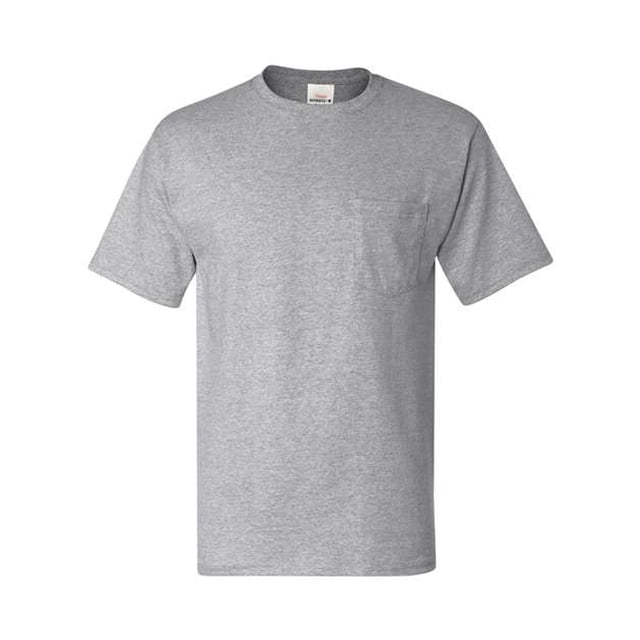 Camiseta Hanes TAGLESS Pocket 5590 M Acero Ligero