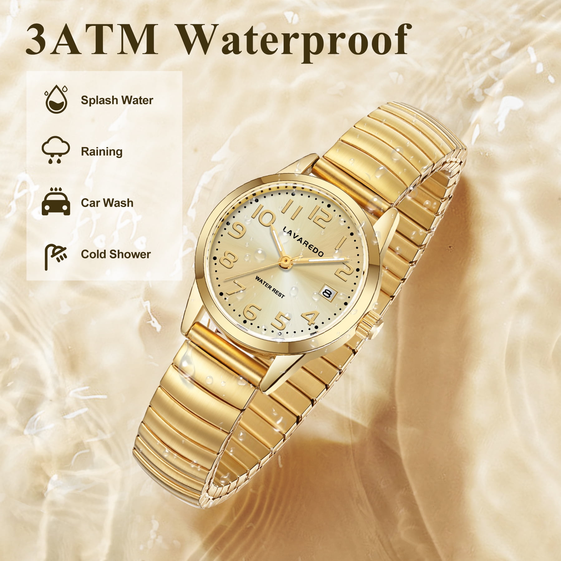 Watches for Women Analog Ladies Quartz Watches with Stainless Steel Expansion Band,Easy Reader Waterproof Lady Watch Mother's Day gift For Women -XS Size
