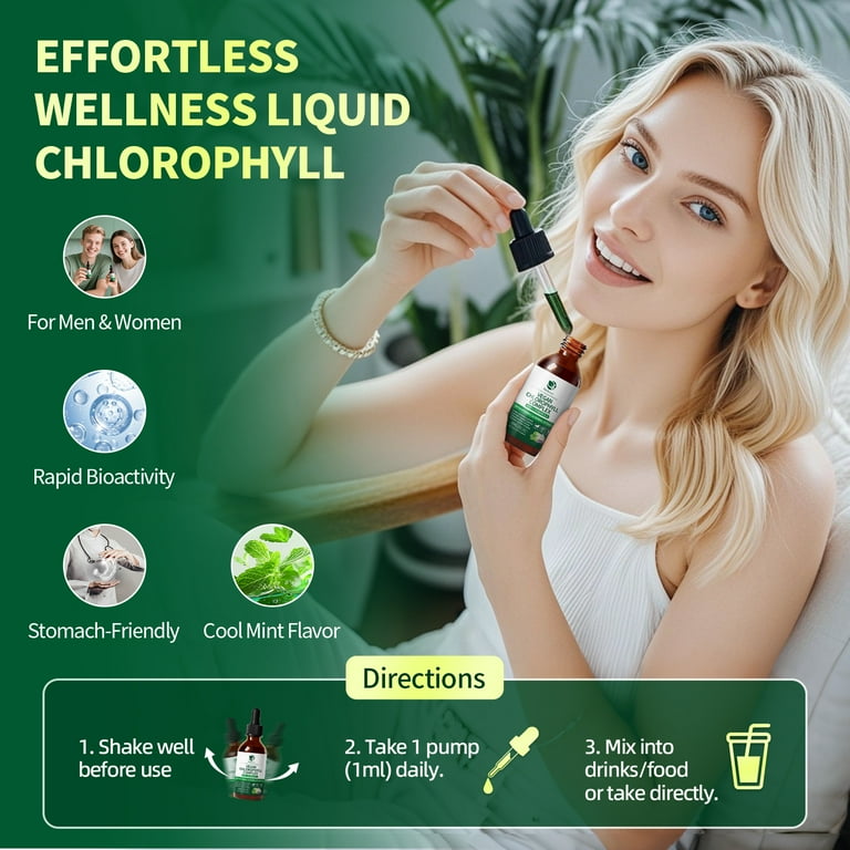 Vegan Chlorophyll Liquid Drops 200mg, Advanced Liquid Chlorophyll