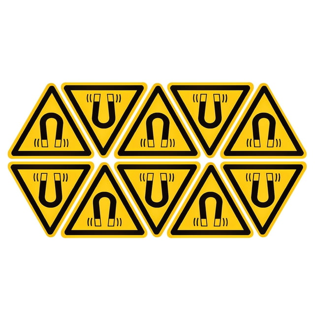 Uxcell Triangle Beware of The Magnetic Field Warning Sign Self Adhesive 20mm 10Pcs