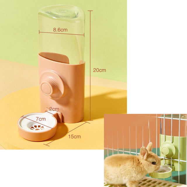 1PCS (rosa coral) Dispensador automático de agua para mascotas, dispensador de agua para conejos, dispensador de fuente de agua colgante de 600 ml, para