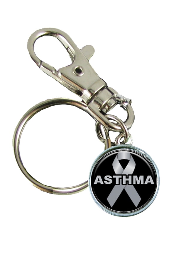 Asthma Awareness Keychain Support Silver Plated Jewelry Key Chain