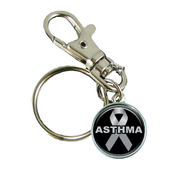 Asthma Awareness Keychain Support Silver Plated Jewelry Key Chain
