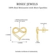 thumbnail image 6 of Rosec Jewels Moissanite Heart Stud Earrings - Heart Infinity Earrings for Women - D-VS1 Grade - Ready to Gift for Valentines, 18K Yellow Gold, 6 of 7