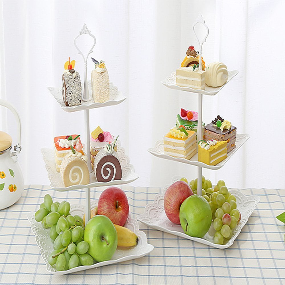3-Tier Cupcake Stand Pie Fruit Candy Holder Wedding Party Display Tower 