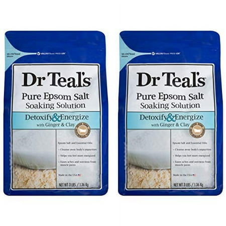 Dr Teal's Epsom Salt Bath Soaking Solution with Ginger and Clay - Detoxify and Energize - Pack of 2, 3 lb Resealable Bags - Moisturize Your Skin, Relieve Stress and Sore Muscles Dr Teal's Epsom Salt Bath Soaking Solution with Ginger and Clay - Detoxify and Energize - Pack of 2, 3 lb Resealable Bags - Moisturize Your Skin, Relieve Stress and Sore Muscles