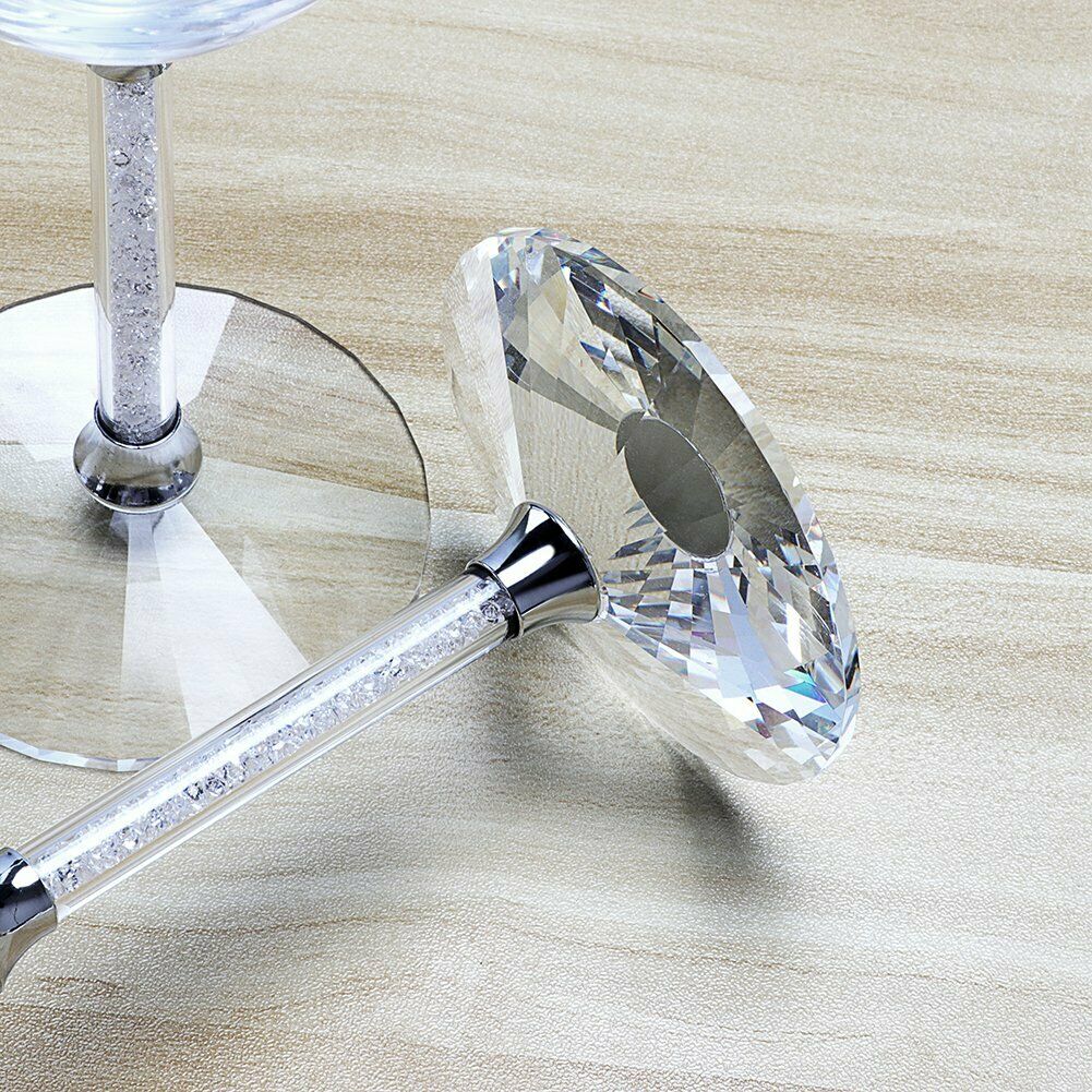 Elegant Wine Glasses Set of 4 (15oz) Stemware with Long Crystal Diamond Stem