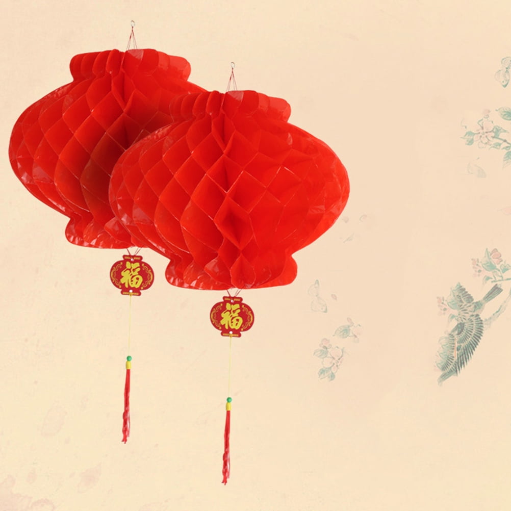 60 Pcs Chinese Red Paper Lanterns - Assorted Sizes Festival Decorations Set