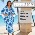 thumbnail image 7 of Xoenoiee Blue Monstera Palm Tree Print Moo-Moos for Women, Plumeria Flower Design Kaftan Dresses Caftan Cover-Up V-Neck High-Slit Beach Pool Party Coverups Muumuu Dress Beachwear, 7 of 7