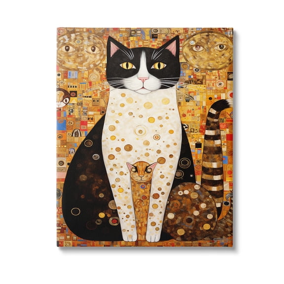 Stupell Industries Mosaic Style Cats Pattern Animals & Insects Painting Gallery Wrapped Canvas Art Print Wall Art, 16 x 20
