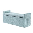 thumbnail image 3 of Khloee Bench Indes Blue Ground Linen 50.2L x 19.6W x 22H Upholstered Square Arms, 3 of 9