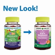 Spring Valley Kids Melatonin Dietary Supplement Gummies, Raspberry, 1 mg, 60 Count