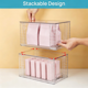 thumbnail image 3 of Paquete de 4 cajones grandes apilables para almacenamiento de despensa de cocina, cajones transparentes con asas, organizadores de cajones acrílicos para cocina, despensa, fregadero, 3 of 4