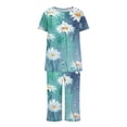 thumbnail image 3 of Tnhcen 2 Piece Women's Comfy Short Sleeve Pajama Sets Capri Pants Nightwear Homewear Set S-3XL, 3 of 6
