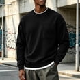 thumbnail image 3 of Men's Crewneck Pullover Sweatshirts Oversized Long Sleeve Zip Pocket Loose Fit Casual Everyday Fall Winter Tops, 3 of 8