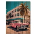 thumbnail image 3 of Designart "Miami Ocean Drive Pink Drive Art Deco Splendor" Florida Print on Natural Pine Wood, 3 of 5