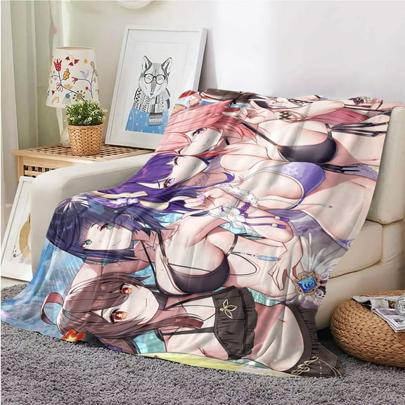 Throw Blanket Genshin Impact Blanket Anime Soft Plush Flannel for Bedding 60"x50" beachwear