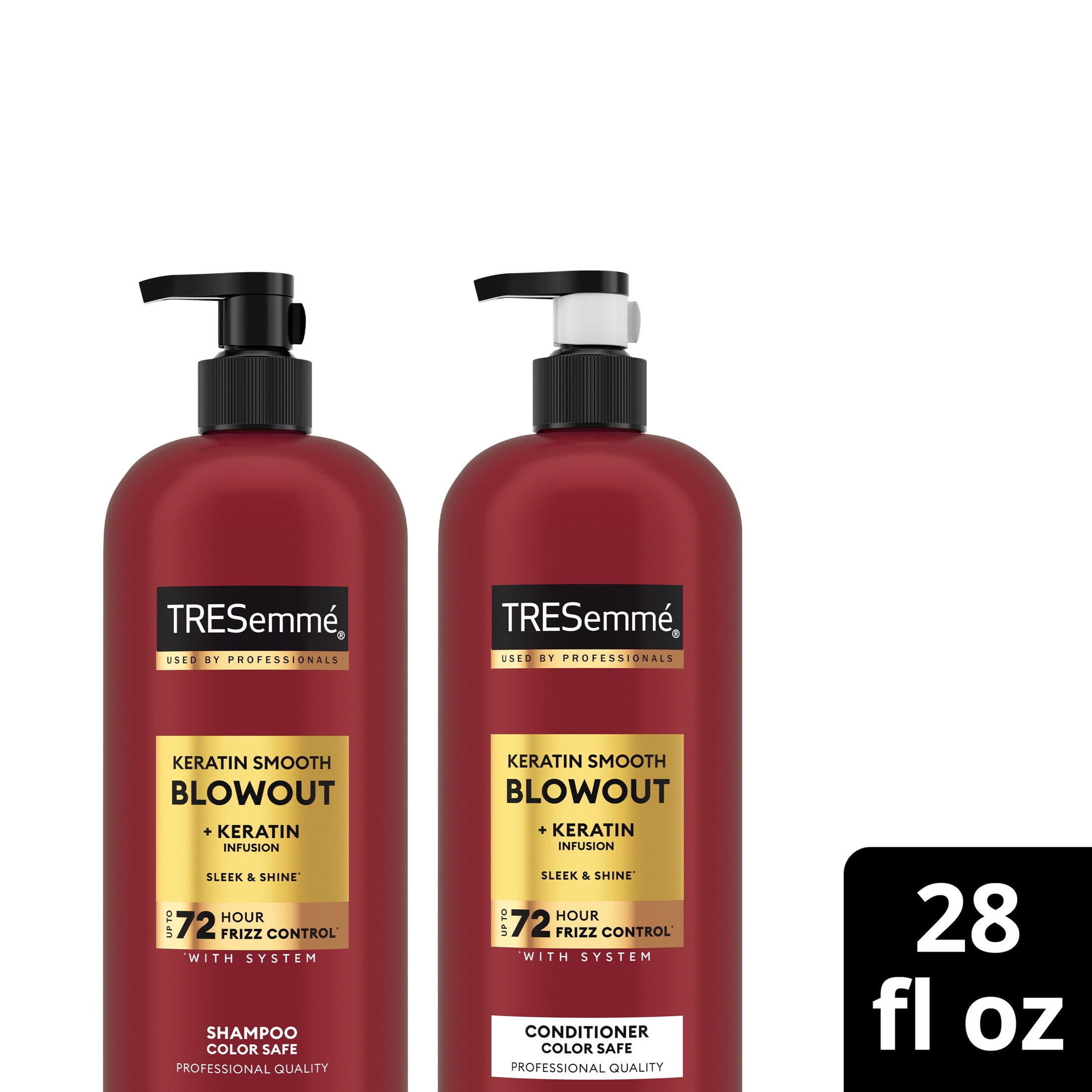 TRESemmé Shampoo & Conditioner For Up To 72 HR Frizz Control With System, Keratin Smooth With Lamellar-Discipline Hair Care Formula, ,28 fl oz 2 Pack