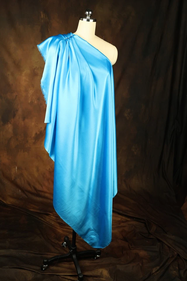 BUTTERFLY- Turquoise Satin Charmeuse Fabric By The Yard 31