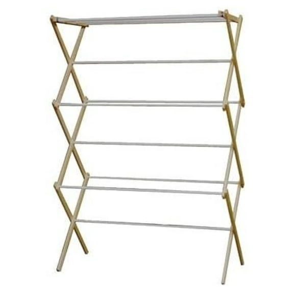 Wood Clothes Drying Rack - 42.5"H x 29.5"W x 14"D - Folding Laundry Rack for Indoor/Outdoor Use - Heavy Duty Clothes Airer