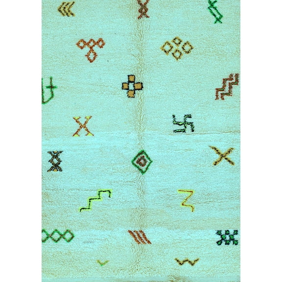 Ahgly Company Indoor Rectangle Solid Light Blue Modern Area Rugs, 3' x 5'