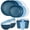 Blue, variant on 24 Piece Plates and Bowls Sets for 6, Unbreakable Dinnerware Sets, Dish Set for Camping, Dishwasher Microwave Safe, Outdoor Kitchen and Apartment Dinning RV Essentials, Black