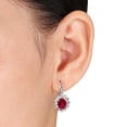 thumbnail image 4 of Everly Women's 8ct Created Ruby Created White Sapphire & Diamond Accent Silver Halo Drop Earrings, 4 of 7