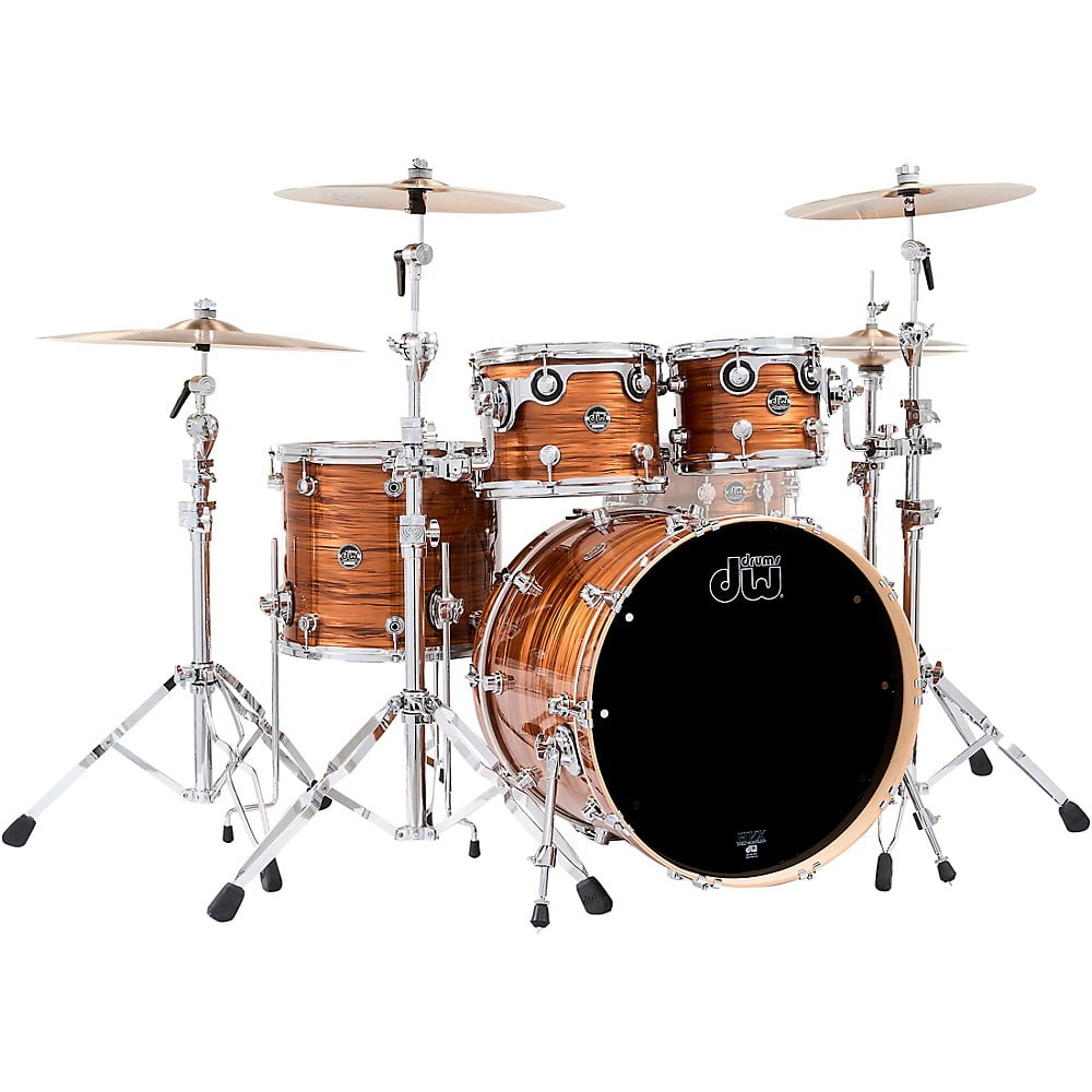 DW Design Series Frequent Flyer 4-Piece Maple Shell Pack, Tobacco Burst  w/Chrome Hardware