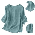 thumbnail image 2 of Blouses for women dressy casual Cotton and Linen Soft Clothing XL Green womens blouses, 2 of 5