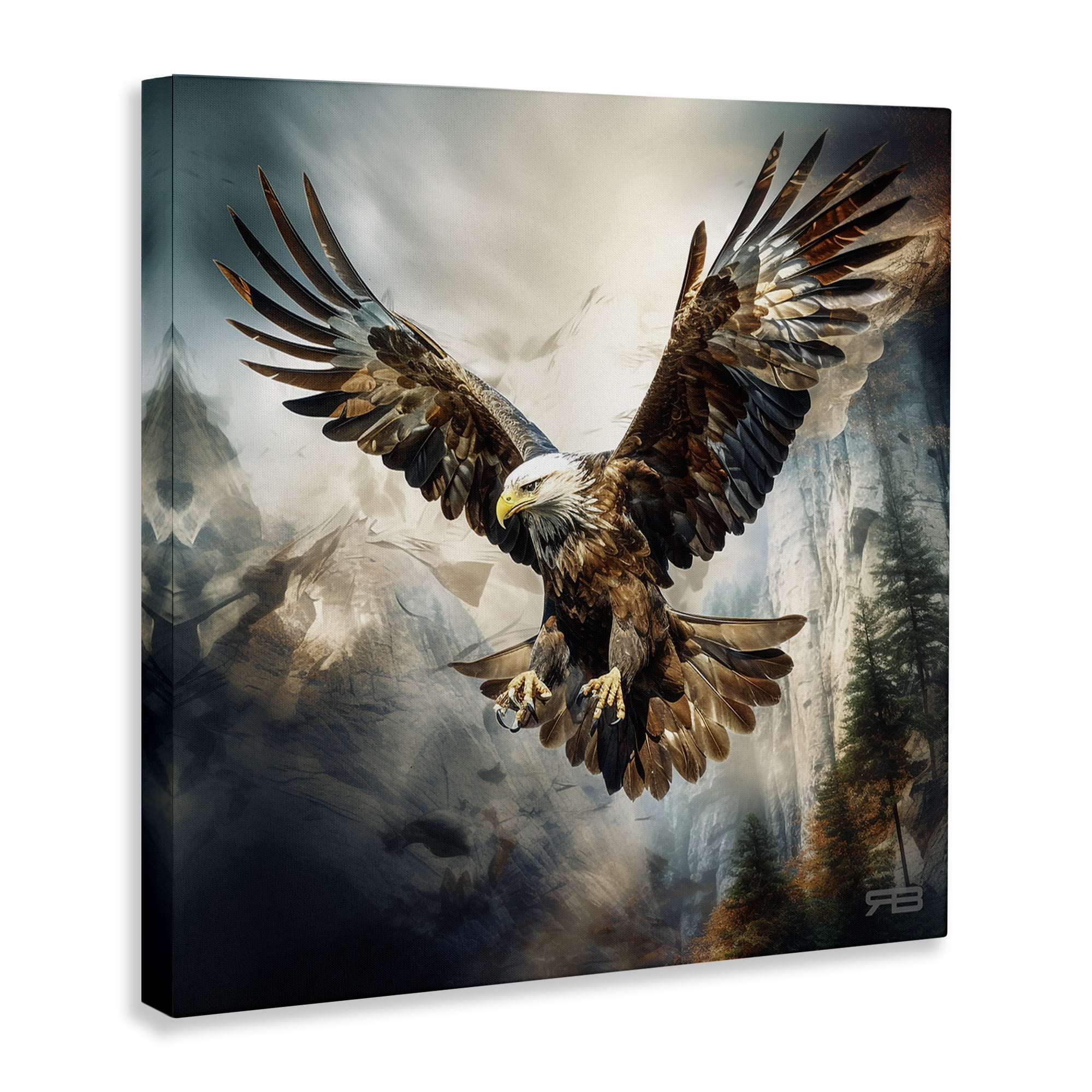 Stupell Industries Intense Eagle Spreading Wings Animals & Insects Painting Gallery Wrapped Canvas Art Print Wall Art, 30 x 30