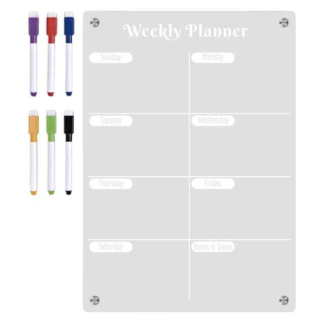 Small Magnetic Planner Board for Fridge, Acrylic Kitchen Calendar Whiteboard for Daily Planning, Multi-Functional Family Message Board And Children'S Art Board, 1 Refrigerator Magnet