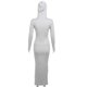 thumbnail image 3 of Gibobby Vestido casual para mujer Vestido ajustado de color liso con cremallera y capucha y manga larga para mujer con envoltura en la cadera(Gris,XL), 3 of 5
