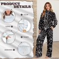 thumbnail image 6 of Glofpot Women Turtleneck 2 Piece Outfit, Sweatshirt Matching Lounge Sets Mock Neck Tracksuit Wide Leg Sweatpants, Women Everyday Loungewear, Drawstring Sportswear, Matching Lounge Sets, Spider Web, 6 of 7