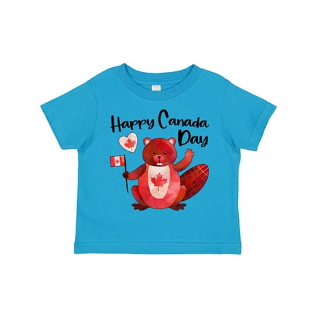 

Inktastic Happy Canada Day Cute Red Beaver with Canadian Flag Gift Toddler Boy or Toddler Girl T-Shirt