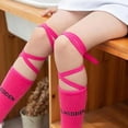 thumbnail image 4 of Godderr 3 Pairs Kids Toddler Girls Socks Knee High Socks Cotton Letter Socks Dress Socks for 3-12Y, 4 of 5