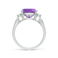 thumbnail image 2 of ANGARA Natural Cushion 3.65 ct Amethyst Solitaire Ring with Diamond Accents in 14K White Gold for Women (Size-10mm) | February Birthstone, Anniversary, Jewelry Gift for Women | Natural Amethyst Ring, 2 of 8
