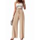 thumbnail image 1 of Pantalones de Salón de Pierna para Mujer, Cintura Alta, Ajustables, con Nudo de Lazo, Holgados. Albaricoque M, 1 of 9