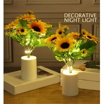 Flower Table Lamp, Sunflower Desk LED Night Lights,Battery Operated Artificial Flowers with Vase Table Centerpieces for Home Living Room Birthday Holiday Party Wedding Decoration