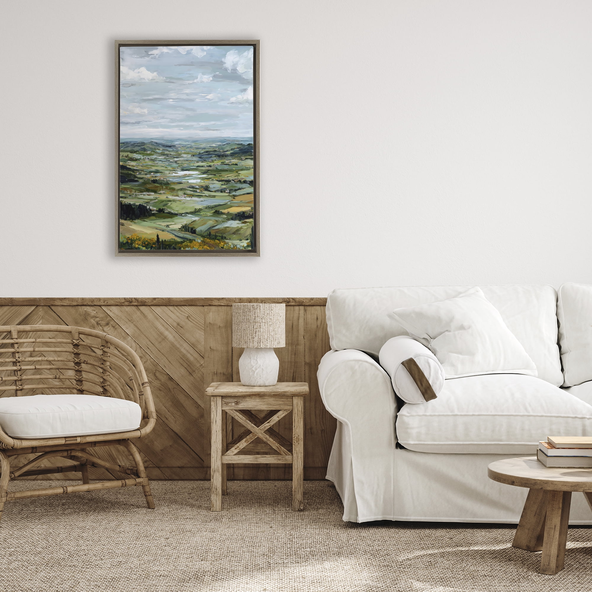 Stupell Industries Valley Living with Verdant Hills Brown Framed Floater Canvas Wall Art, design by Petal Prints Design