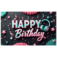 thumbnail image 2 of Music Notes Happy Birthday Banner Glitter Design Headphones Celebration for Birthday Party Musical Event Indoor Decor, 2 of 7