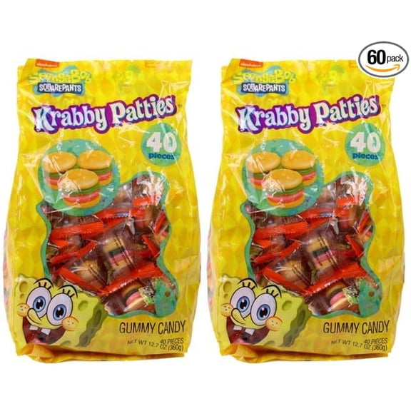 SpongeBob SquarePants Krabby Patties Gummy Candy Burgers, 80 count