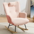 thumbnail image 3 of Sesslife Comfy Rocking Chair for Nursery, Glider Chair with High Backrest, Armrests & Upholstered Pad, Bedroom Nursery Rocker Chair for Baby & Kids, Pink, 3 of 9