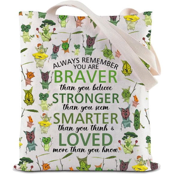 shiyou-Zelda Korok Inspired Tote Bag Game Fans Gifts You are Braver Stronger Smarter Than You Think Zelda Gamer Gift