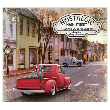 Legacy Publishing Group, Nostalgic Main Street by Greg Giordano 2026 Wall Calendar, 13.38'' X 12.13'', 12-Month Calendar with Stapled Binding