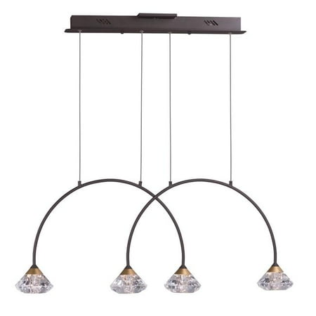 

6 in. Hope Four-Light Linear Pendant Ceiling Light Black & Metallic Gold