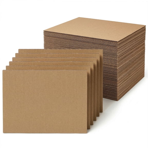 50 Pack Brown Corrugated Cardboard Sheets, 1.8mm Thickness 8.5x11 Flat Cardboard Inserts for Shipping, Mailing, Packing, DIY Crafts